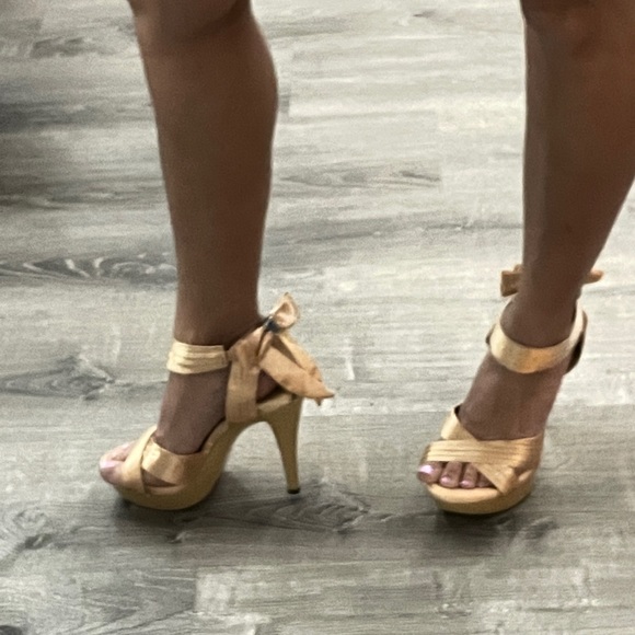 Fabulicious Nude Satin heels by Glamfit - Picture 3 of 5